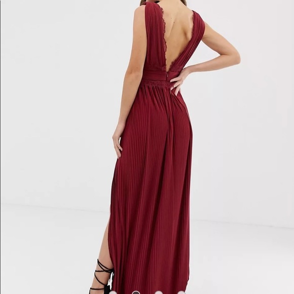 ASOS DESIGN Premium Lace Insert Pleated Maxi Dress - Picture 5 of 8